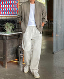High neck knit zip-up cardigan