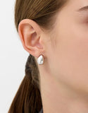 Champagne Moon Dew Drop Silver Volume Earrings