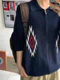 [unisex] Peulryu two-way short sleeve knit zip-up