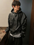 Vegetable Leather Hooded Jacket