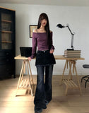 Leza Striped Off-Shoulder Long-Sleeve T-Shirt
