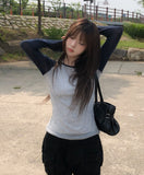 Ray Two-Tone See-Through Raglan Long Sleeve