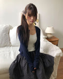 Mien Round Button Long Sleeve Cardigan