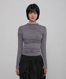 Asymmetrical Draped Mock Neck