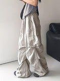 Bakin Nylon Cargo Two-Way Banding Long Wide Jogger Pants
