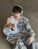 Wanted Lettering Crop Hood Zip-Up
