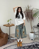 Nez Damage Bermuda Denim Pants