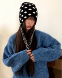 Madi Dot Earflaps Knit Beanie