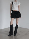 Center Shirred Round Crop Top
