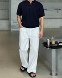 Flip Cable Henley Neck Short Sleeve Knit