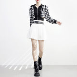 Monet Hound Checked Fur Jacket