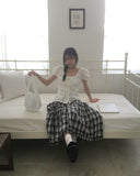 Muh punching lace ribbon cotton bag