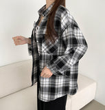 Soft check loose fit long sleeve shirt