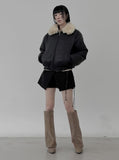 Reversible Fur Collar Quilted Dumble Jumper