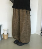 [BAONHAUS] Tsutaki Leopard String Wide Banding Pants