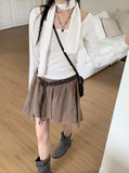 [Scarf Set] Fescal Choker U-neck Long Sleeve T-shirt
