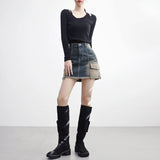 Lane Cargo Denim Skirt