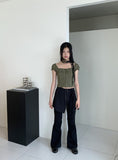 Tabl Green Corset Two-Way Off-Shoulder Short-Sleeve Blouse