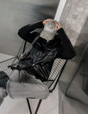[LANARCH] Noble Leather Pocket Hooded Zip-Up
