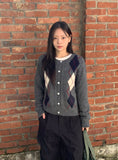 Migon Argyle Round Knit Cardigan