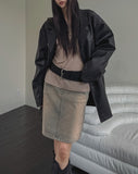 Jerome Single Leather Half Coat