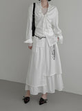 Celine Layered Unbalanced Long Skirt