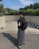 Posh black blue cargo long skirt