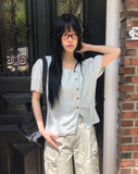 Lamon Wrap Short Sleeve Blouse