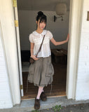 Popori Round Collar Short Sleeve Blouse