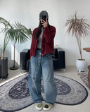Pet Curved Button Denim Pants