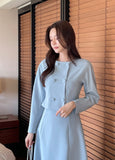 Siken Double Crop Jacket Flare Skirt Set