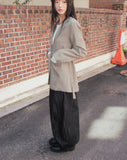 [Belt SET] Vichy Lapel Collar Overfit Blazer Jacket