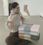 Winter Oversized Couple Check Long Muffler