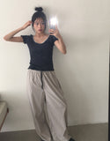 Yobi Line Color Matching Nylon Pants