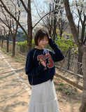 Catst Number Printing Crop Sweatshirt