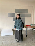 [unisex] Dorico Check Hood String Wind Jacket