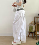 Daily Back Pocket Back Point Wide Cotton Pants