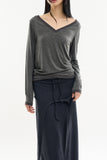 Panay sheer wide V-neck T-shirt