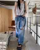 Portina Damage Wide Denim Pants