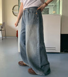 Rokku Wide Washing Denim Pants