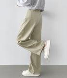 Hidden Banding Mute Color Long Wide Cotton Pants