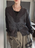 Riggle Washed V-Neck Knit Cardigan