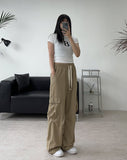 Miel Pintuck Nylon Cargo Pants