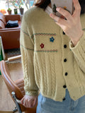 Pulling Flower Round Knit Cardigan