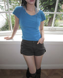 Weben Eyelet Halter Short Sleeve T-shirt