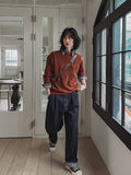 Comp raw pin tuck wide denim pants