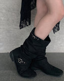 Sourcing Linen Buckle Middle Boots