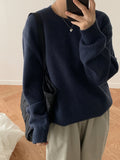 [unisex] Rikko basic color round over knit