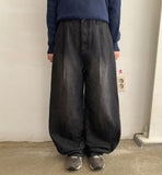 Oshri Pintuck Washing Denim Wide Pants