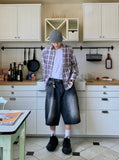 Steel black bermuda denim jeans